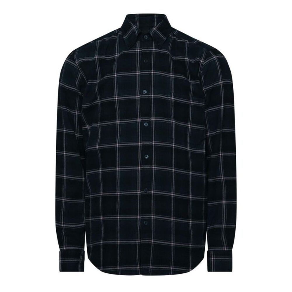 Boss Mens Rickert Checked Button-Down Long-Sleeved Shirt / Dark Blue